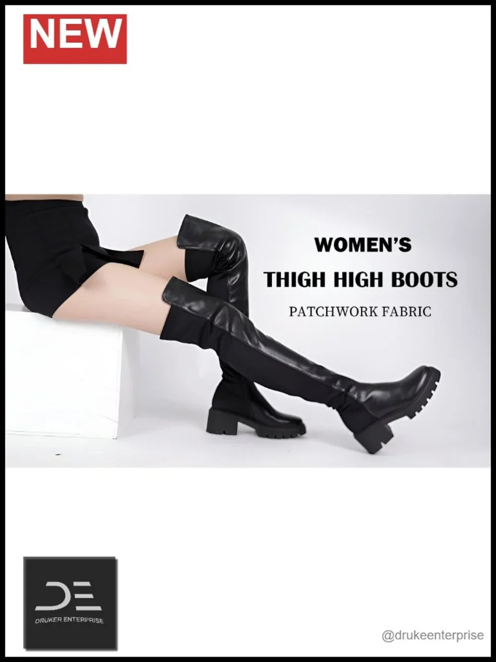 Suede Over the Knee Boots Platform Chunky Heel Stretch Zip